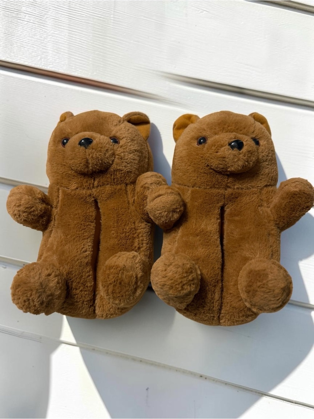 Aeropostale Teddy Bear Novelty Slippers Brown Fits ~ Woman large